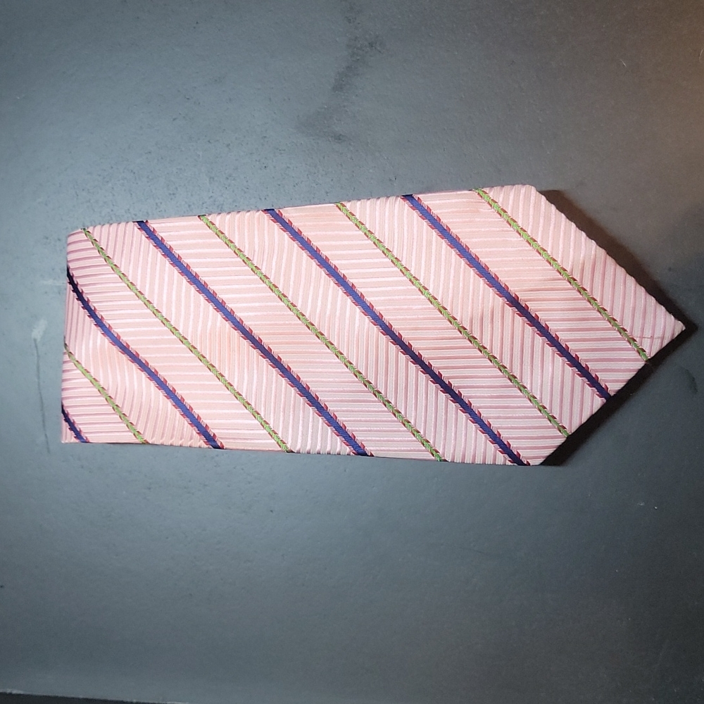 Pink striped men's dress tie.